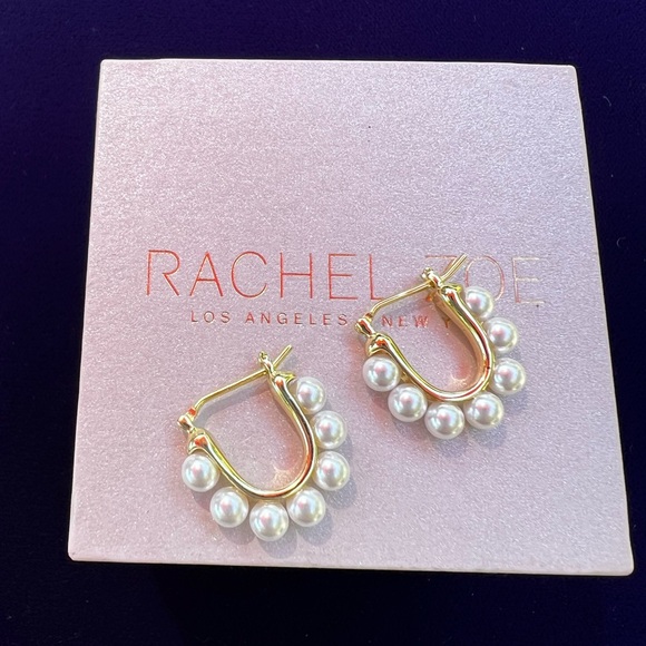 Rachel Zoe Jewelry - Rachel Zoe 14k Gold Plated Pearl Hoop Earrings